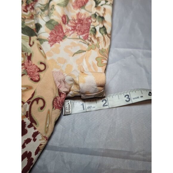 Soft Surroundings Blouse Women’s S Peach Rust Green Floral Tunic Cottage Fairy - Picture 13 of 14